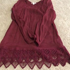 Burgundy top with lace bottom dressbarn brand